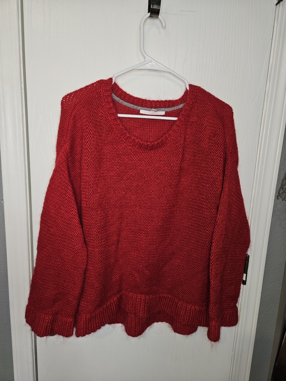 Victoria's Secret Red Scoopneck Chunky Knit Sweater Oversized